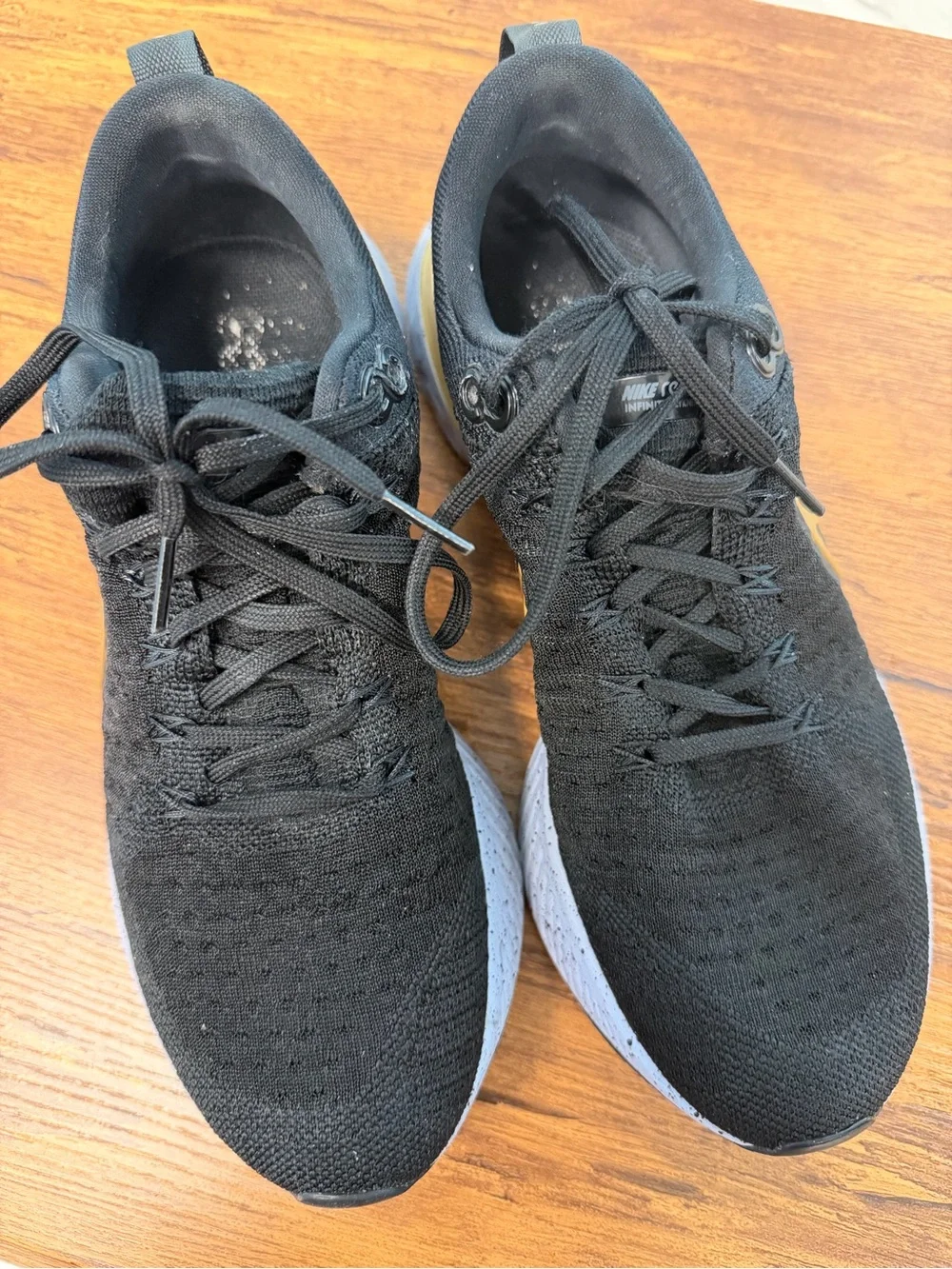 Nike React Infinity Running Flyknit Black Metallic Gold Women's Size 9